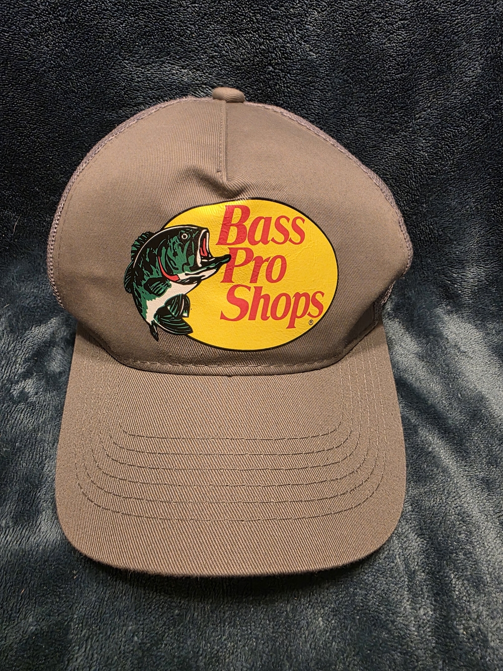 Bass Pro Shops Brown Cap with Yellow Logo and Green Fish